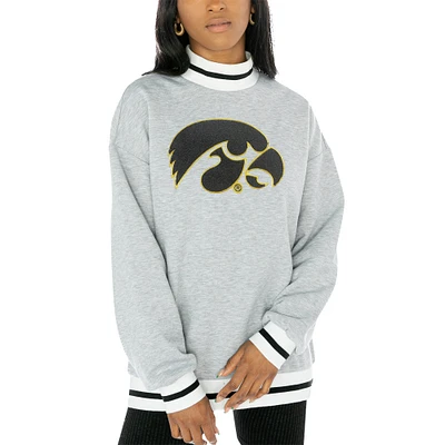 Women's Gameday Couture Gray Iowa Hawkeyes In It To Win It Sporty Pullover Sweatshirt