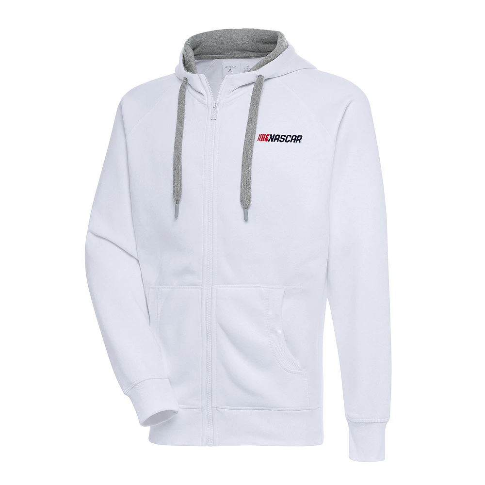 Men's Antigua White NASCAR Patriotic Victory Full-Zip Hoodie