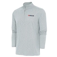 Men's Antigua  Heather Gray NASCAR Patriotic Hunk Quarter-Zip Pullover Top
