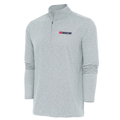 Men's Antigua  Heather Gray NASCAR Patriotic Hunk Quarter-Zip Pullover Top