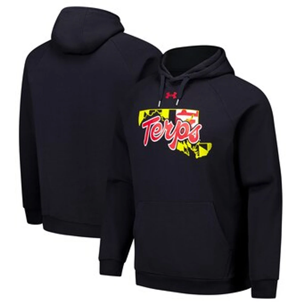 Men's Under Armour Black Maryland Terrapins Pride Script Fleece Pullover Hoodie