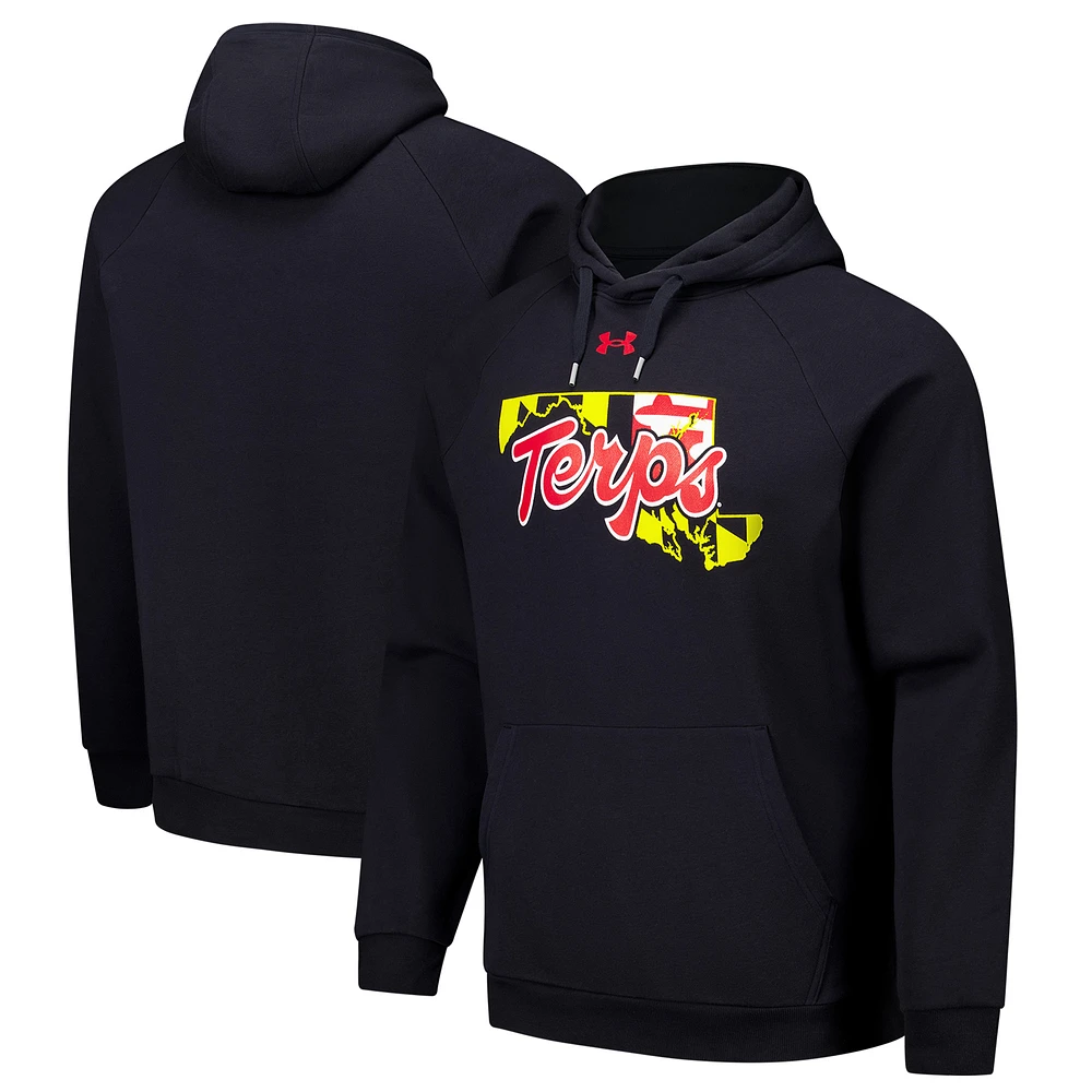 Men's Under Armour Black Maryland Terrapins Pride Script Fleece Pullover Hoodie