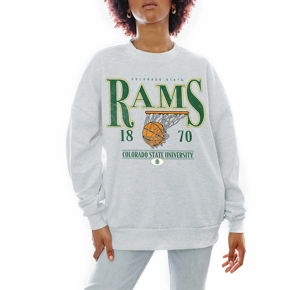 Women's Gameday Couture Gray Colorado State Rams Basketball Premium Fleece Drop Pullover Sweatshirt