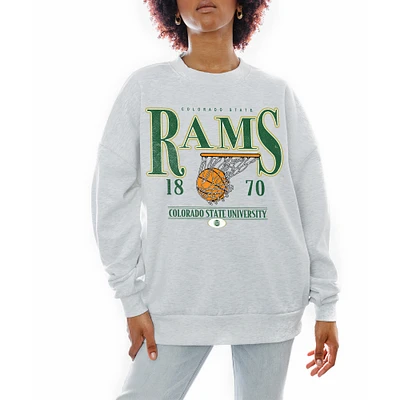 Women's Gameday Couture Gray Colorado State Rams Basketball Premium Fleece Drop Pullover Sweatshirt
