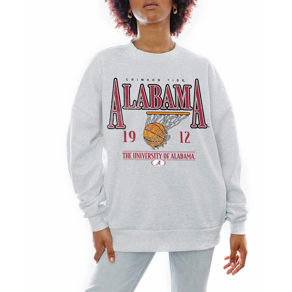 Women's Gameday Couture Gray Alabama Crimson Tide Basketball Premium Fleece Drop Pullover Sweatshirt