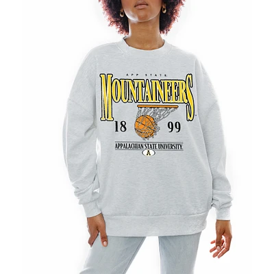 Women's Gameday Couture Gray Appalachian State Mountaineers Basketball Premium Fleece Drop Pullover Sweatshirt