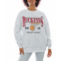 Women's Gameday Couture Gray Ohio State Buckeyes Basketball Premium Fleece Drop Pullover Sweatshirt