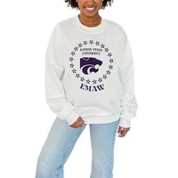 Women's Gameday Couture White Kansas State Wildcats Stars Premium Fleece Drop Pullover Sweatshirt