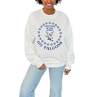 Women's Gameday Couture White Air Force Falcons Stars Premium Fleece Drop Pullover Sweatshirt