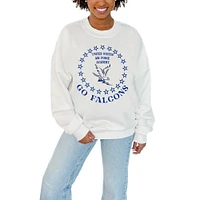 Women's Gameday Couture White Air Force Falcons Stars Premium Fleece Drop Pullover Sweatshirt
