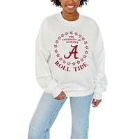 Women's Gameday Couture White Alabama Crimson Tide Stars Premium Fleece Drop Pullover Sweatshirt