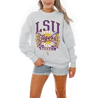 Women's Gameday Couture Gray LSU Tigers Baseball Premium Fleece Drop Pullover Sweatshirt