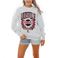 Women's Gameday Couture Gray Louisville Cardinals Baseball Premium Fleece Drop Pullover Sweatshirt