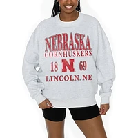 Women's Gameday Couture Gray Nebraska Huskers Established Premium Fleece Drop Pullover Sweatshirt