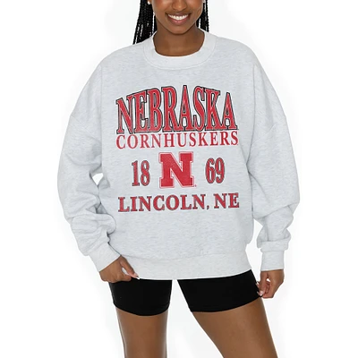 Women's Gameday Couture Gray Nebraska Huskers Established Premium Fleece Drop Pullover Sweatshirt