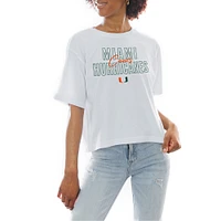 Women's Gameday Couture White Miami Hurricanes Slogan Boxy Fit Cropped T-Shirt