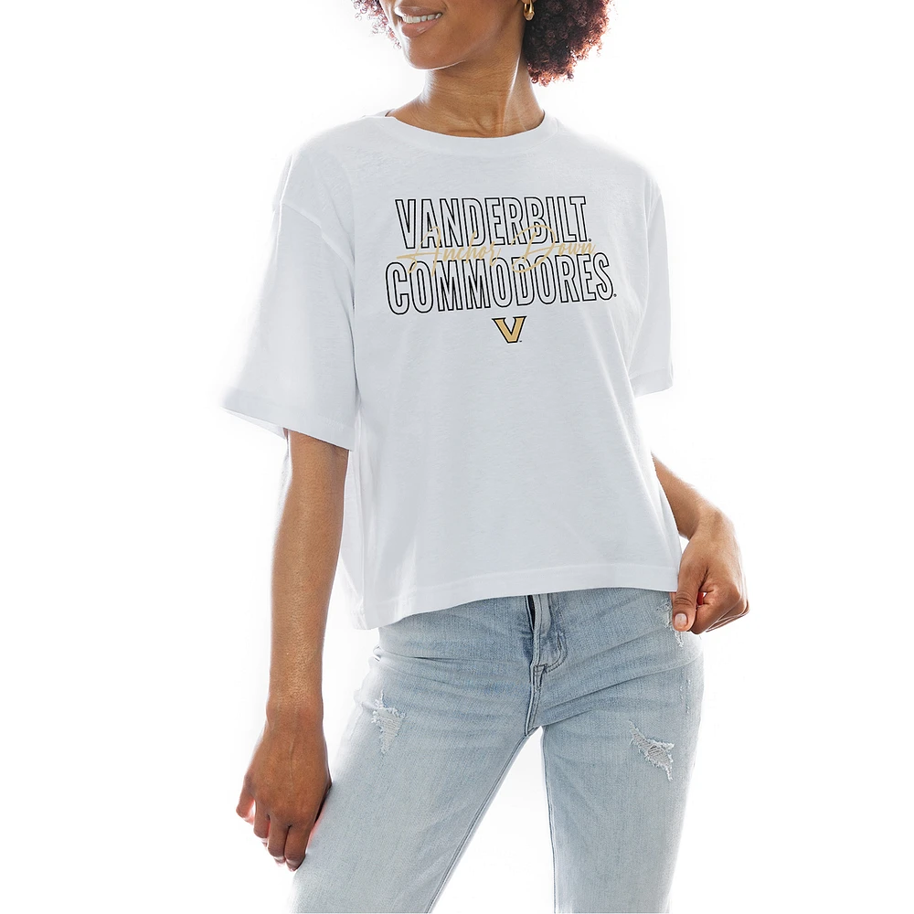 Women's Gameday Couture White Vanderbilt Commodores Slogan Boxy Fit Cropped T-Shirt
