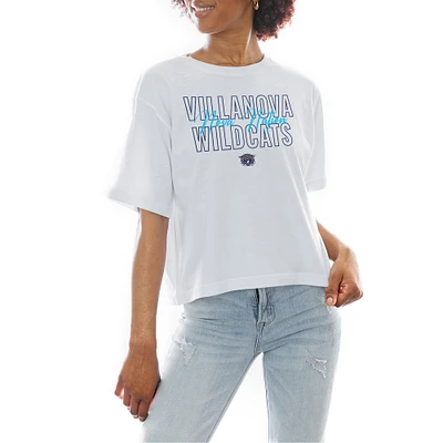 Women's Gameday Couture White Villanova Wildcats Slogan Boxy Fit Cropped T-Shirt