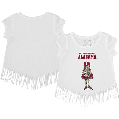 Girls Youth Tiny Turnip White Alabama Crimson Tide Babes Fringe T-Shirt