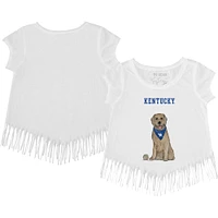 Girls Youth Tiny Turnip White Kentucky Wildcats Golden Retriever Fringed T-Shirt