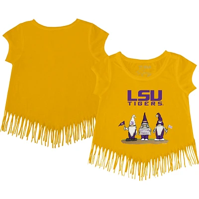 Girls Youth Tiny Turnip Gold LSU Tigers Gnomes T-Shirt