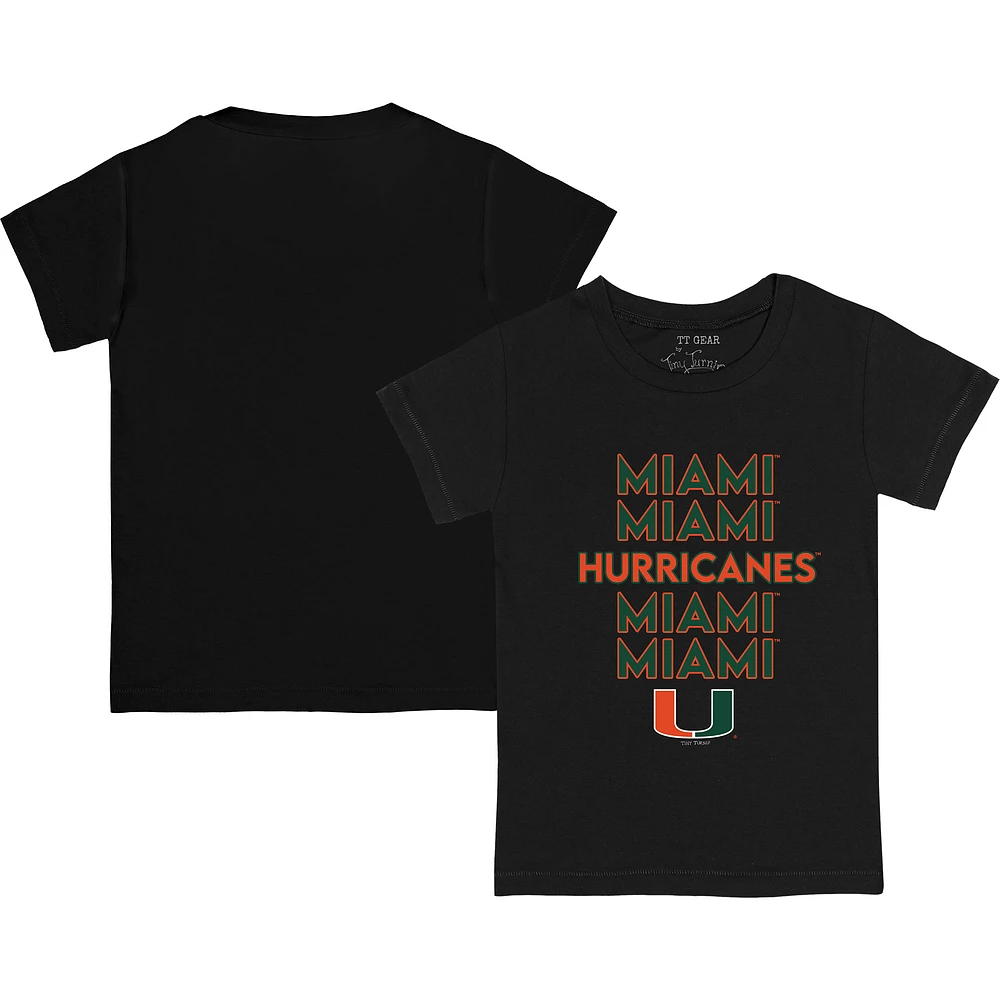 Youth Tiny Turnip Black Miami Hurricanes Stacked T-Shirt