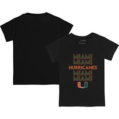 Youth Tiny Turnip Black Miami Hurricanes Stacked T-Shirt