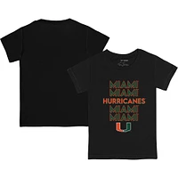 Youth Tiny Turnip Black Miami Hurricanes Stacked T-Shirt