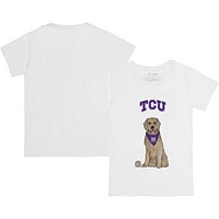 Youth Tiny Turnip White TCU Horned Frogs Golden Retriever T-Shirt