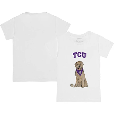 Youth Tiny Turnip White TCU Horned Frogs Golden Retriever T-Shirt