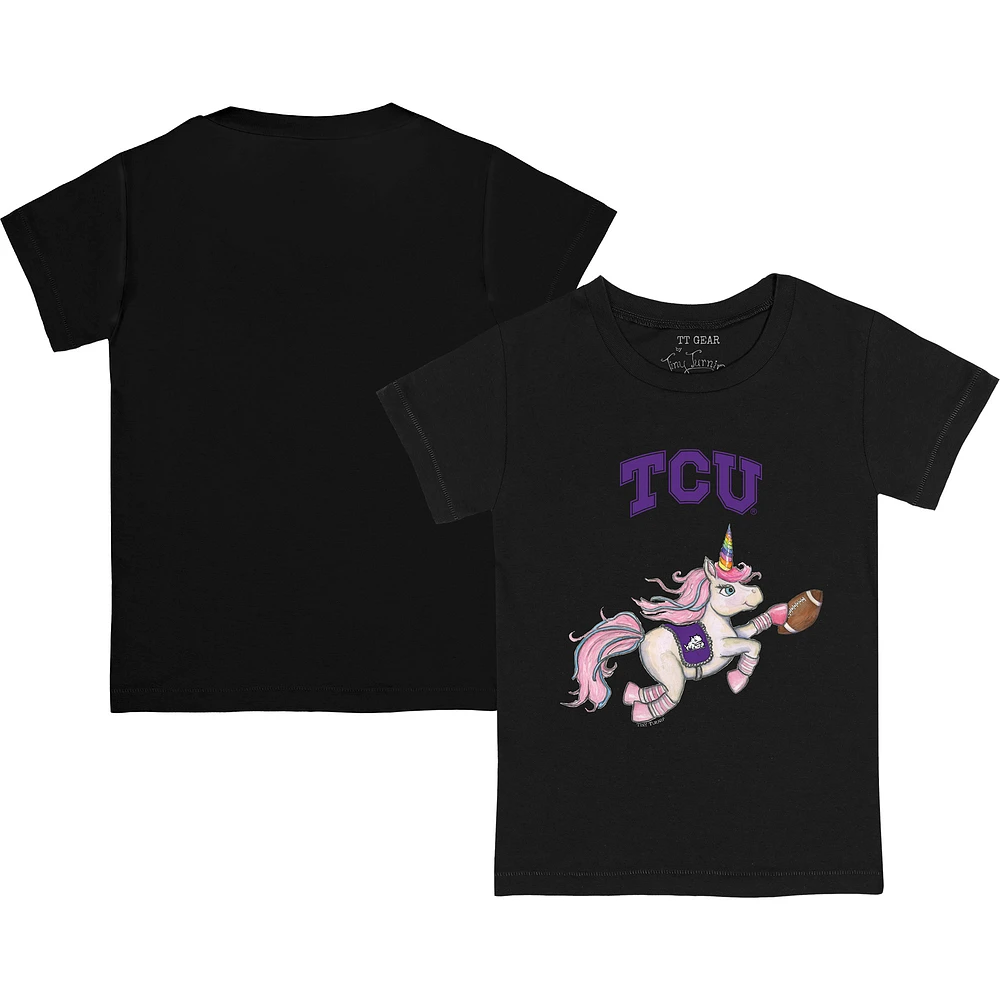 Youth Tiny Turnip Black TCU Horned Frogs Unicorn T-Shirt