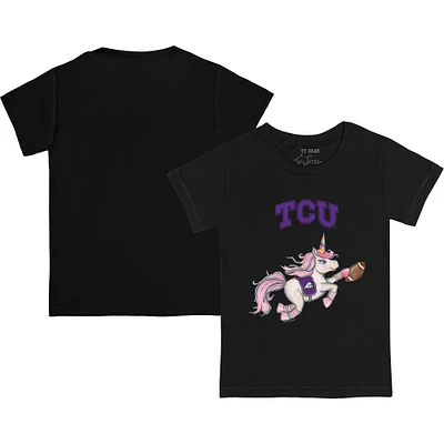 Youth Tiny Turnip Black TCU Horned Frogs Unicorn T-Shirt