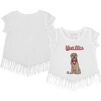 Girls Youth Tiny Turnip White Utah Utes Golden Retriever Fringed T-Shirt