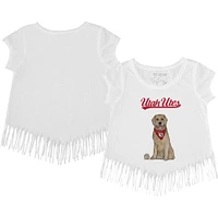 Girls Youth Tiny Turnip White Utah Utes Golden Retriever Fringed T-Shirt