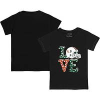 Toddler Tiny Turnip Black Miami Hurricanes Love  T-Shirt