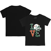 Toddler Tiny Turnip Black Miami Hurricanes Love  T-Shirt