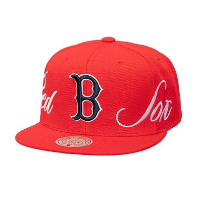 Men's Mitchell & Ness Red Boston Red Sox Just Don x MLB Lux Script Snapback Hat