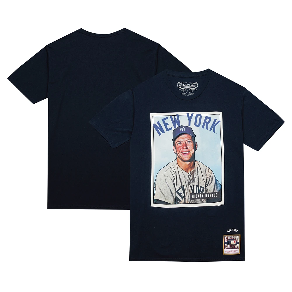 Men's Mitchell & Ness Mickey Mantle Navy New York Yankees Cooperstown Collection Collectors Connection T-Shirt