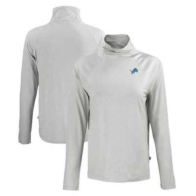 Women's Cutter & Buck Gray Detroit Lions Coastline Epic Comfort Eco Recycled Funnel Neck Raglan Pullover Sweatshirt