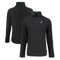 Women's Cutter & Buck Black Minnesota Vikings Coastline Epic Comfort Eco Recycled Funnel Neck Raglan Pullover Sweatshirt