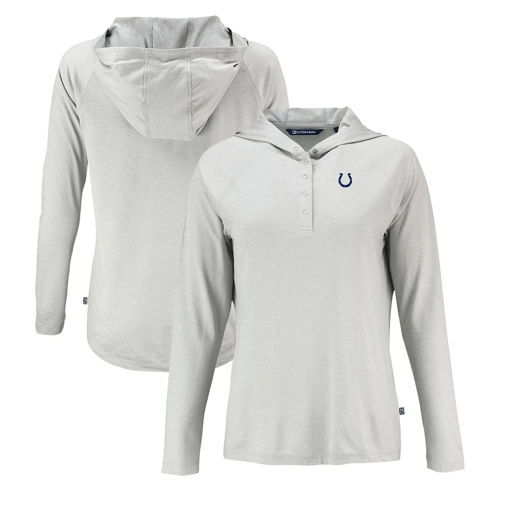 Women's Cutter & Buck Gray Indianapolis Colts Coastline Epic Comfort Eco Recycled Raglan Pullover Hoodie