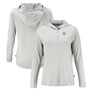 Women's Cutter & Buck Gray Indianapolis Colts Coastline Epic Comfort Eco Recycled Raglan Pullover Hoodie