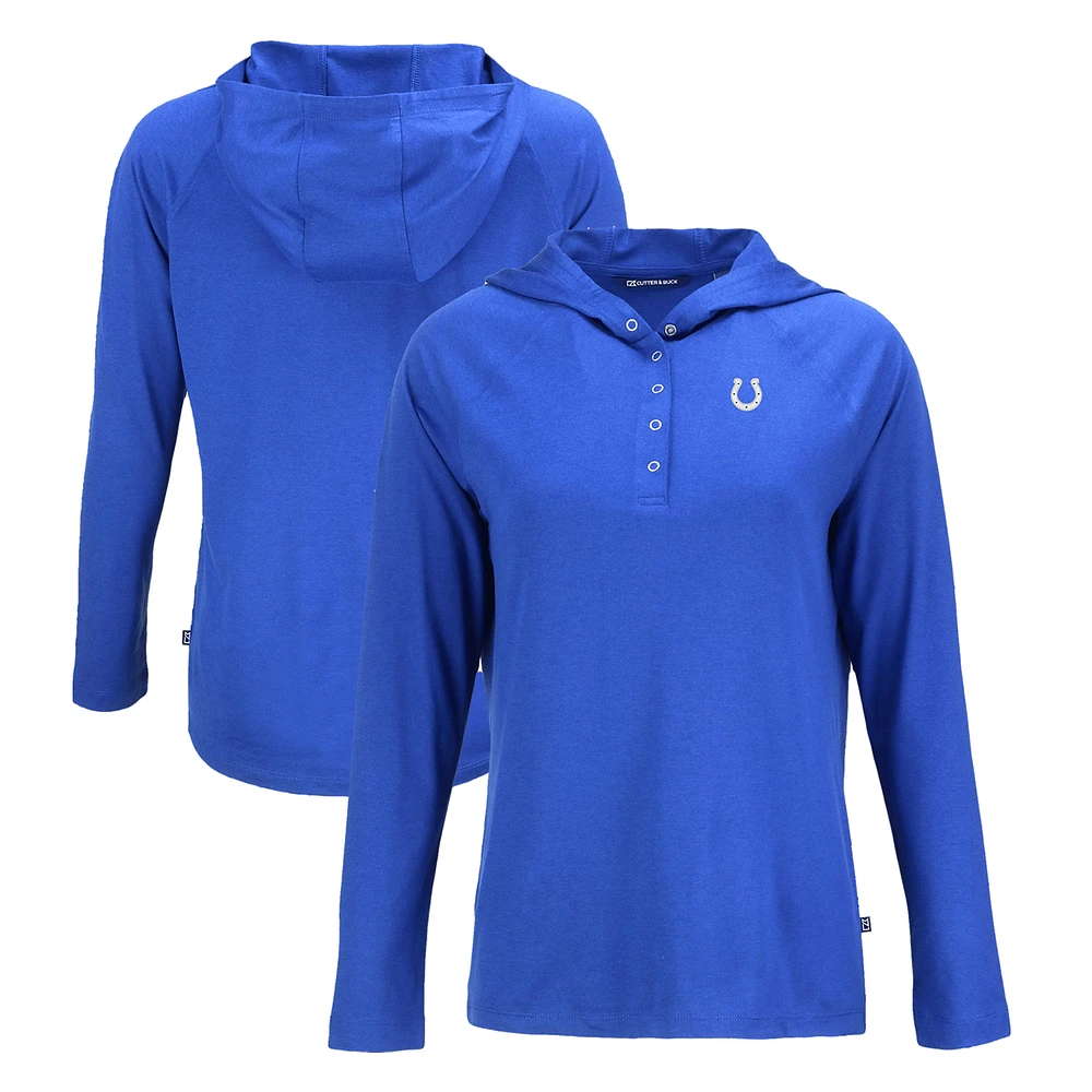 Women's Cutter & Buck Indianapolis Colts Coastline Epic Comfort Eco Recycled Raglan Pullover Hoodie
