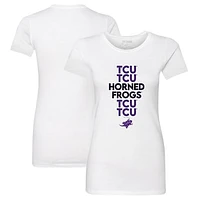 Women's Tiny Turnip White TCU Horned Frogs Stacked T-Shirt