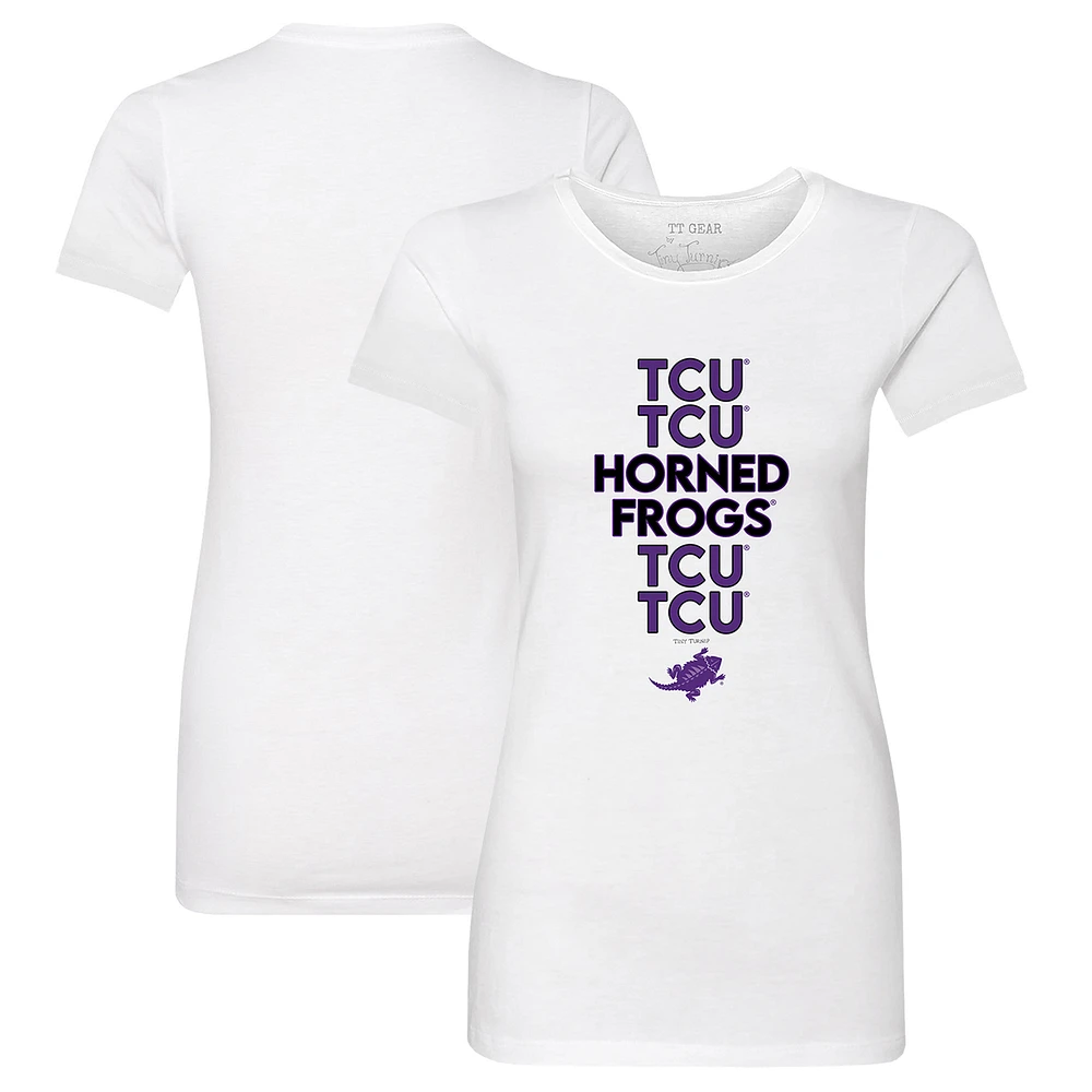 Women's Tiny Turnip White TCU Horned Frogs Stacked T-Shirt