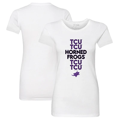 Women's Tiny Turnip White TCU Horned Frogs Stacked T-Shirt