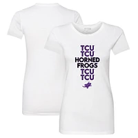 Women's Tiny Turnip White TCU Horned Frogs Stacked T-Shirt