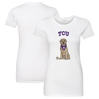 Women's Tiny Turnip White TCU Horned Frogs Golden Retriever T-Shirt