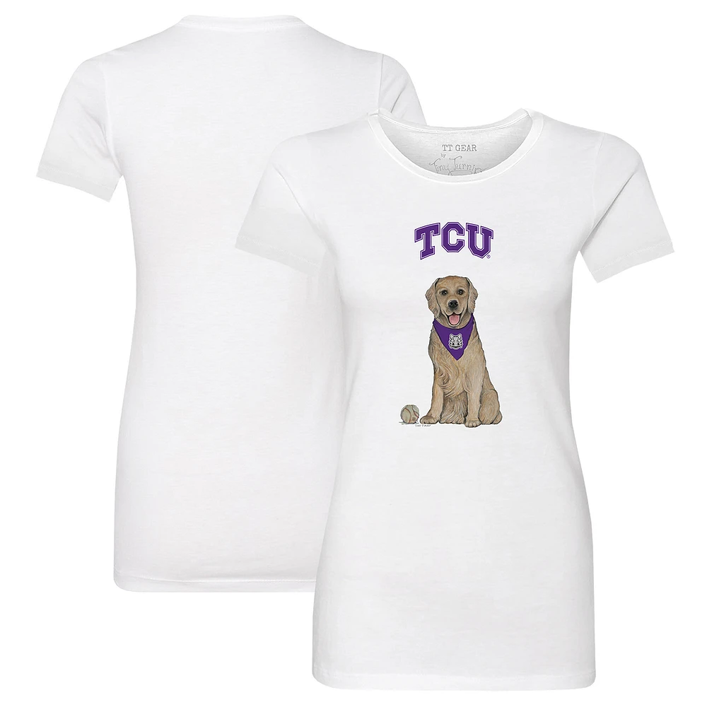 Women's Tiny Turnip White TCU Horned Frogs Golden Retriever T-Shirt