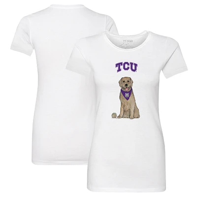 Women's Tiny Turnip White TCU Horned Frogs Golden Retriever T-Shirt